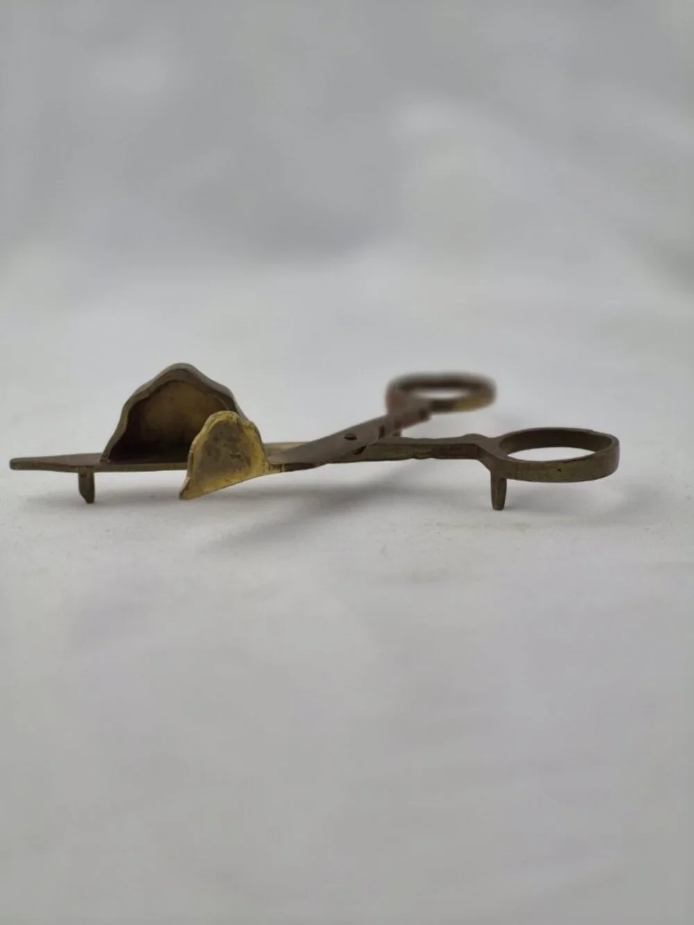 Vintage Brass Scissor-Style Candle Snuffer Extinguisher Feet Footed